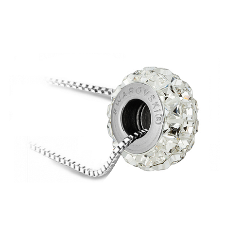Stříbrný náhrdelník s korálkem Swarovski - Slim Crystal (square) 1/2