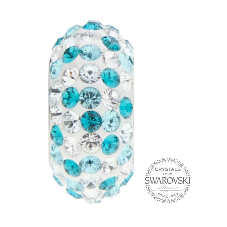 Korálek s krystaly Swarovski - MIX BLUE ZIRCON White Steel 1/1
