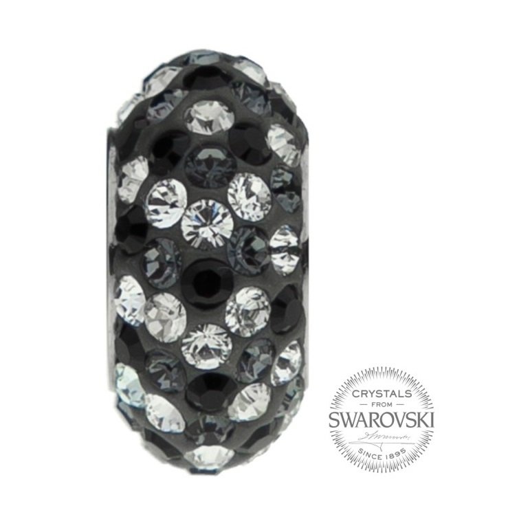 Korálek s krystaly Swarovski - MIX BLACK Dark Steel 1/1