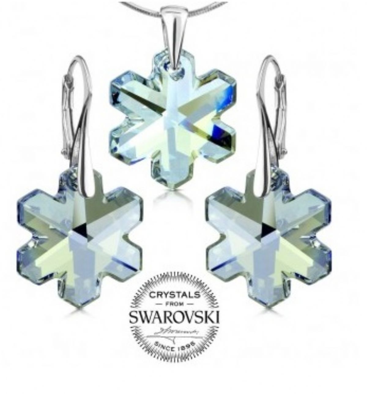 Stříbrný set s krystaly Swarovski - Vločka blue shade 1/1