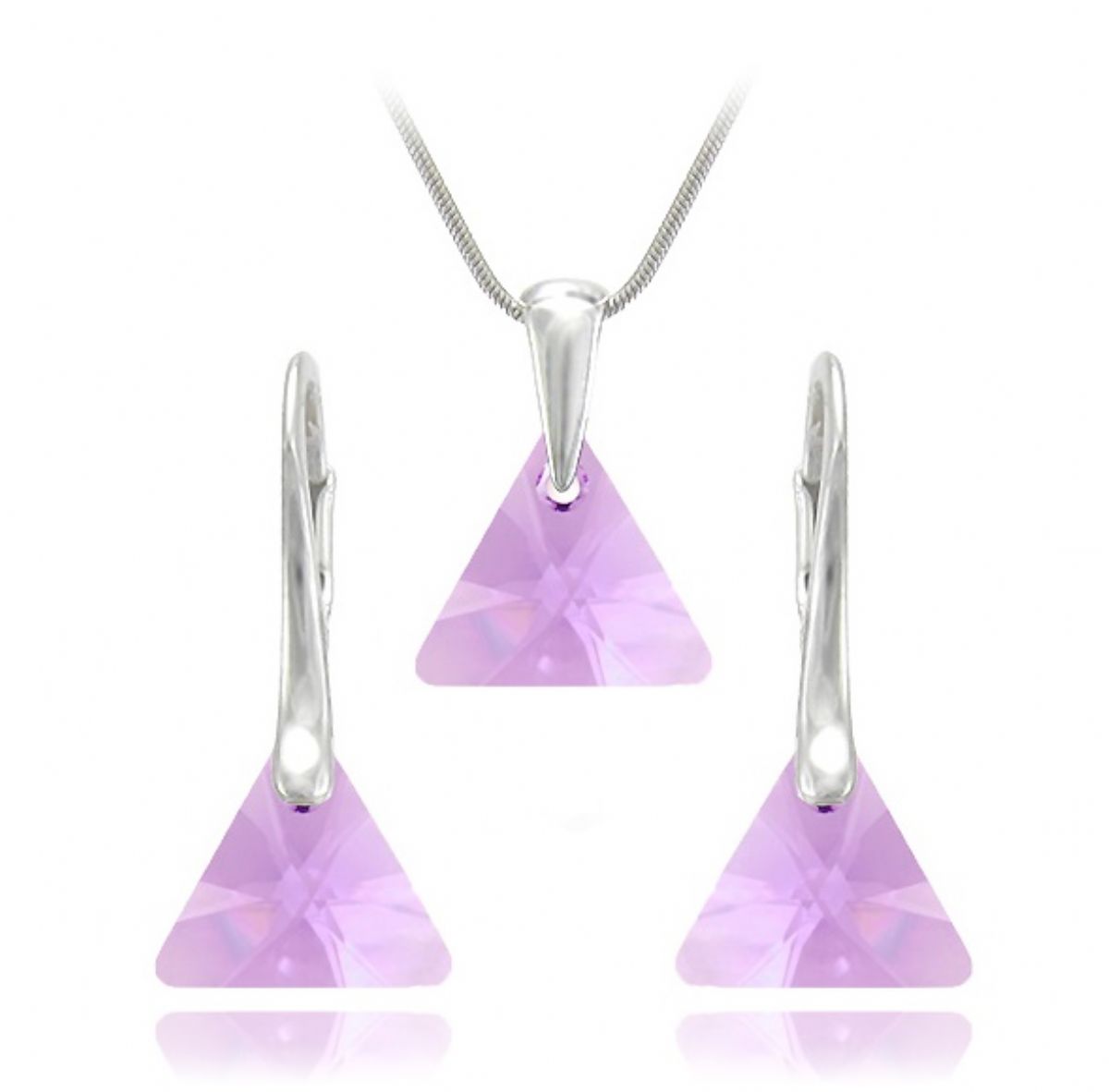 Stříbrný set SWAROVSKI - Xilion Triangle Violet 1/3