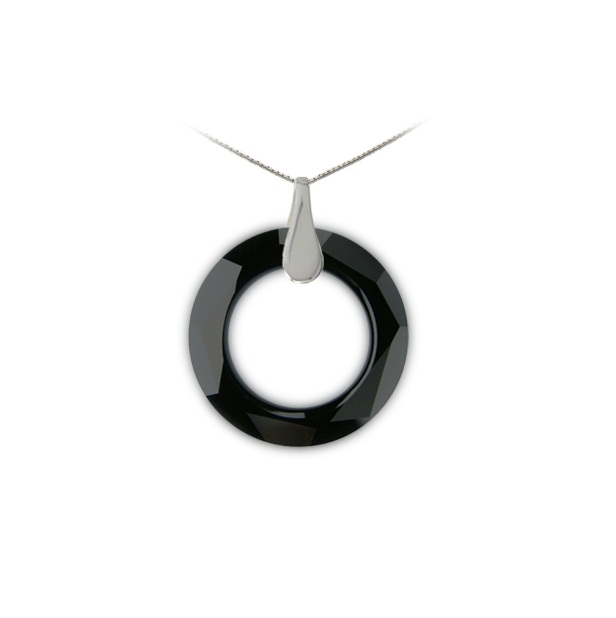 Swarovski stříbrný náhrdelník - Cosmic ring černé 1/2