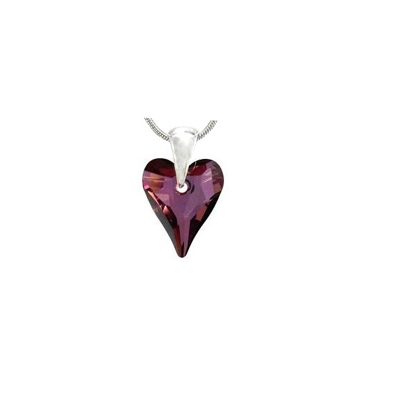 Swarovski stříbrný náhrdelník - Srdce divoké Lilac Shadow 1/2