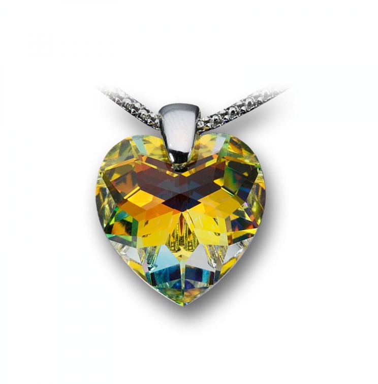 Swarovski stříbrný náhrdelník - Srdce speciál crystal 1/2
